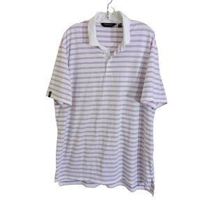 Ralph Lauren Polo Golf Shirt Mens Size XL White Pink Blue Striped Stretch Casual